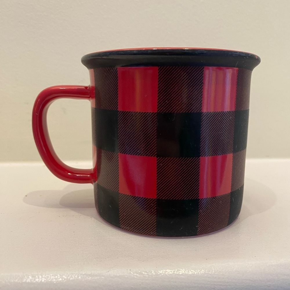 Vintage 1967 Heritage Stoneware Mug Buffalo Check 12oz